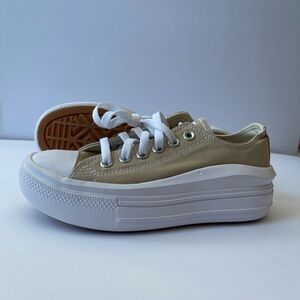 Converse Beige Platform Low-Top Sneakers with White Sole